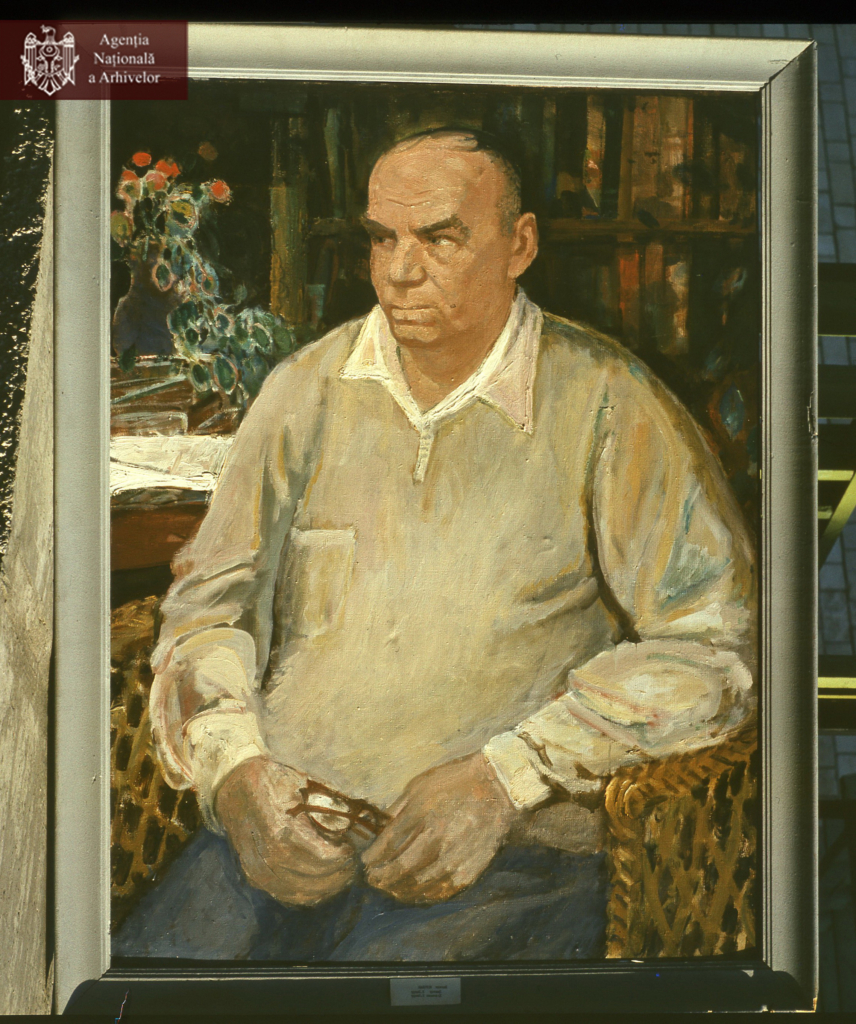 Portretul lui Vasile Coroban, realizat de pictorul Igor Vieru, anii 1970, or. Chişinău. Autor: E. Semionov. ANA, fototeca, c. a. 25/645.