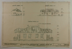 Faţadele unor case de locuit model cu unul, două şi trei apartamente, cu una, două şi trei camere. Proiecte executate de arhitecţii David Palatnic, Agasi Ambarţumean, Fiodor Naumov, Nicolae Iudin, Valentin Mednec. ANA, F. R–3095 inv. 3 HT , d. 148, f. 3;